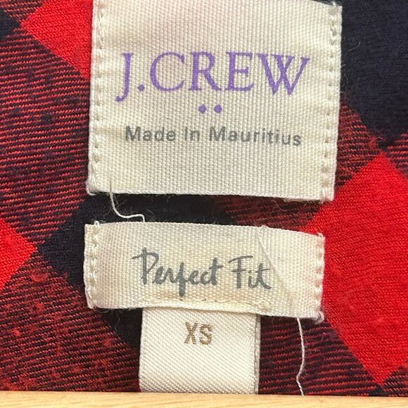 J. Crew Red Black Buffalo Plaid Perfect Fit Women's XS - Picture 2 of 4